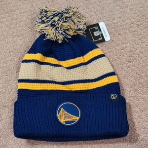 NBA Golden State Warriors Pom Beanie - Blue, Yellow, and Cream NWT